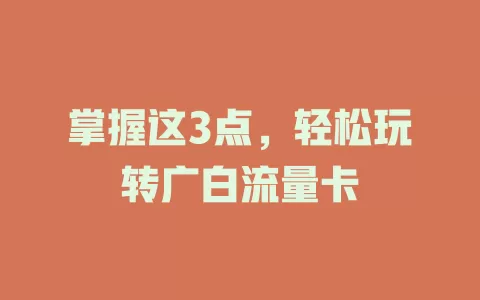 掌握这3点，轻松玩转广白流量卡