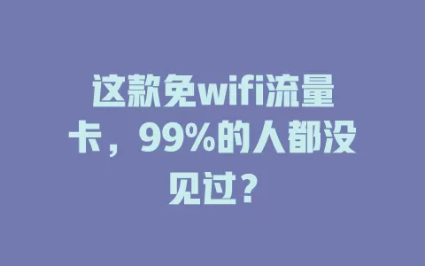 这款免wifi流量卡，99%的人都没见过？