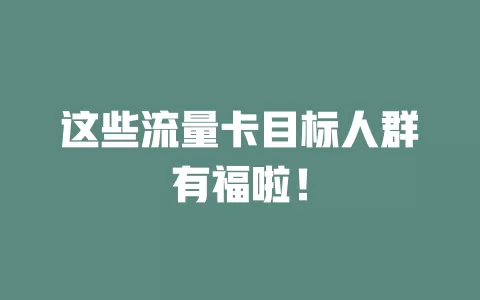 这些流量卡目标人群有福啦！