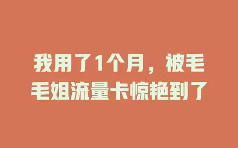 我用了1个月，被毛毛姐流量卡惊艳到了