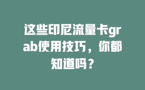 这些印尼流量卡grab使用技巧，你都知道吗？