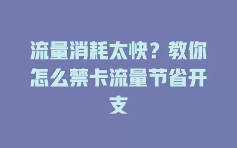 流量消耗太快？教你怎么禁卡流量节省开支