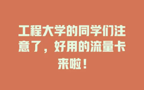 工程大学的同学们注意了，好用的流量卡来啦！