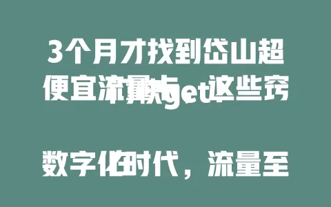 3个月才找到岱山超便宜流量卡，这些窍门快get！

在数字化时代，流量至关重要，岱山的朋友们都想找便宜流量卡。我历经3个月，对比各种套餐，发现挑选窍门，终于找到宝藏卡，费用低流量足信号稳，快一起来找适合自己的吧！