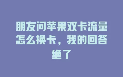 朋友问苹果双卡流量怎么换卡，我的回答绝了