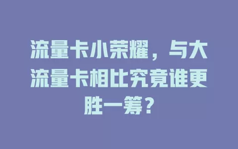 流量卡小荣耀，与大流量卡相比究竟谁更胜一筹？