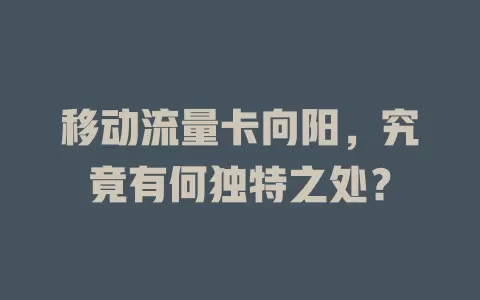 移动流量卡向阳，究竟有何独特之处？