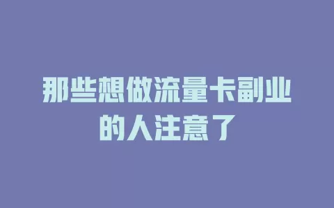 那些想做流量卡副业的人注意了
