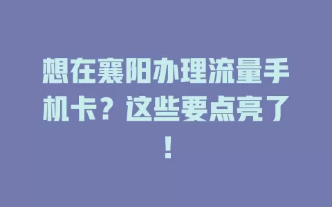 想在襄阳办理流量手机卡？这些要点亮了！