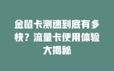 金鼠卡测速到底有多快？流量卡使用体验大揭秘