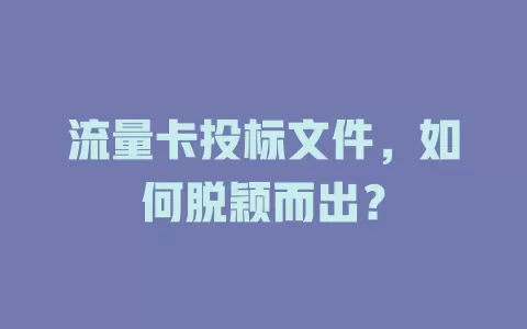 流量卡投标文件，如何脱颖而出？