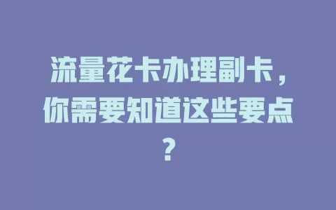 流量花卡办理副卡，你需要知道这些要点？