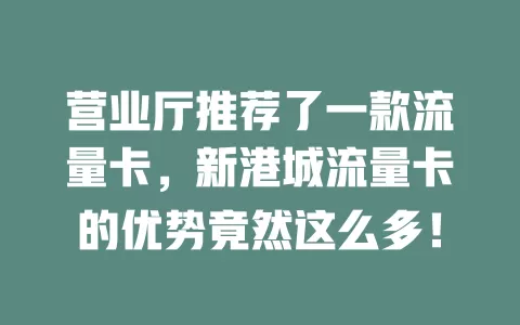 营业厅推荐了一款流量卡，新港城流量卡的优势竟然这么多！