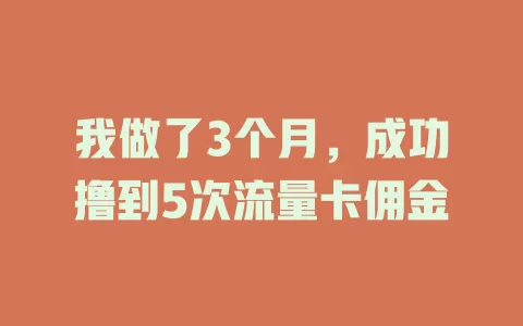 我做了3个月，成功撸到5次流量卡佣金