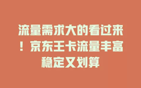 流量需求大的看过来！京东王卡流量丰富稳定又划算