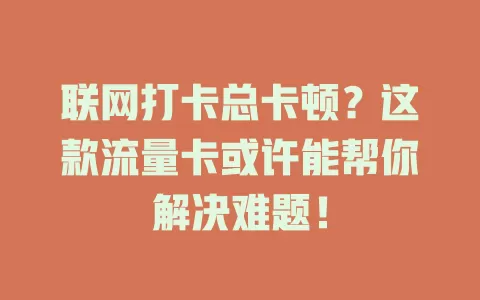 联网打卡总卡顿？这款流量卡或许能帮你解决难题！
