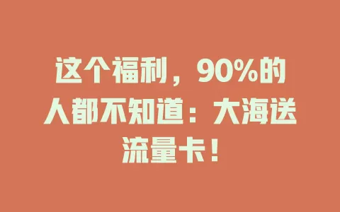 这个福利，90%的人都不知道：大海送流量卡！