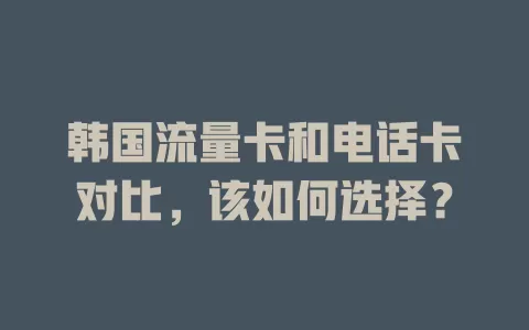 韩国流量卡和电话卡对比，该如何选择？
