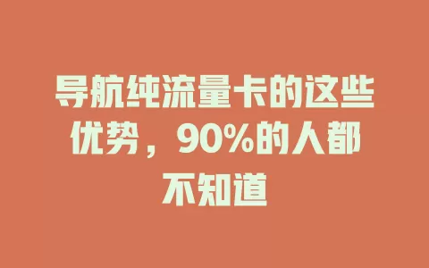导航纯流量卡的这些优势，90%的人都不知道