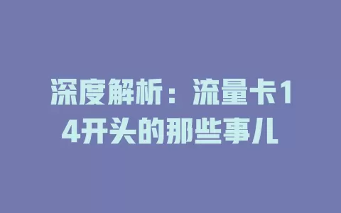 深度解析：流量卡14开头的那些事儿