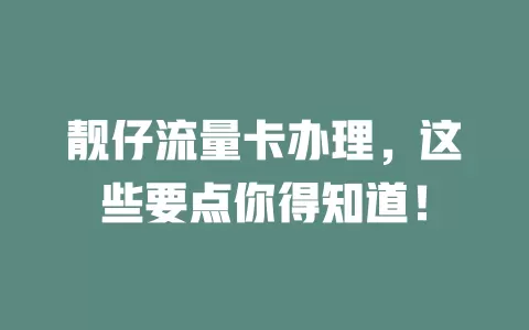 靓仔流量卡办理，这些要点你得知道！