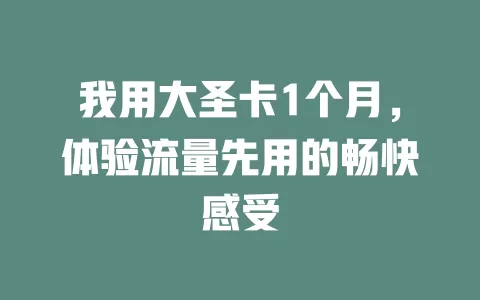 我用大圣卡1个月，体验流量先用的畅快感受