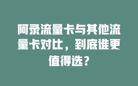 阿录流量卡与其他流量卡对比，到底谁更值得选？