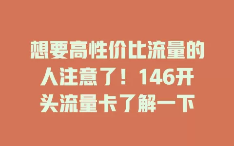 想要高性价比流量的人注意了！146开头流量卡了解一下