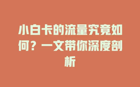 小白卡的流量究竟如何？一文带你深度剖析