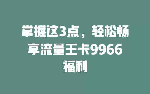 掌握这3点，轻松畅享流量王卡9966福利