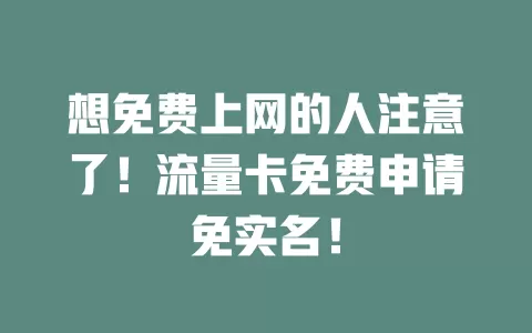 想免费上网的人注意了！流量卡免费申请免实名！