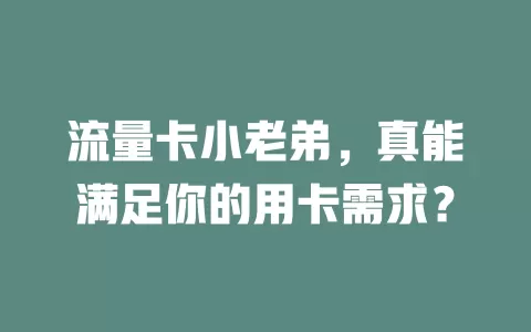 流量卡小老弟，真能满足你的用卡需求？