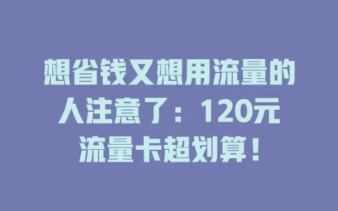 想省钱又想用流量的人注意了：120元流量卡超划算！