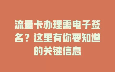 流量卡办理需电子签名？这里有你要知道的关键信息