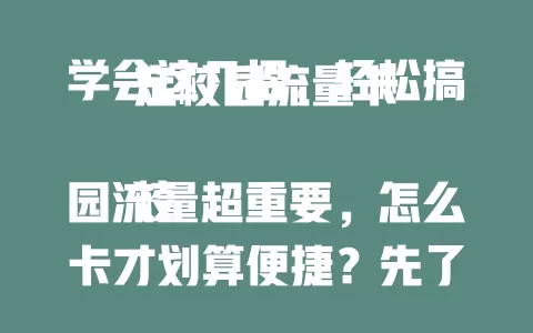 学会这几招，轻松搞定校园流量卡

校园流量超重要，怎么卡才划算便捷？先了解套餐按需选，关注费用找优惠，考量网络覆盖速度，留意办理规则，综合比较选适合的卡，畅享校园网络便利