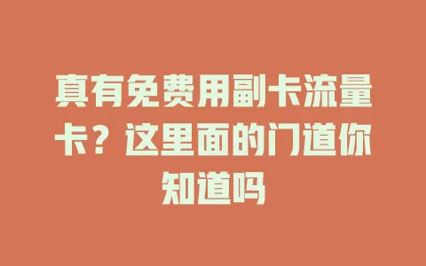 真有免费用副卡流量卡？这里面的门道你知道吗