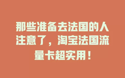 那些准备去法国的人注意了，淘宝法国流量卡超实用！