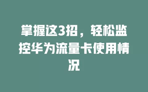 掌握这3招，轻松监控华为流量卡使用情况