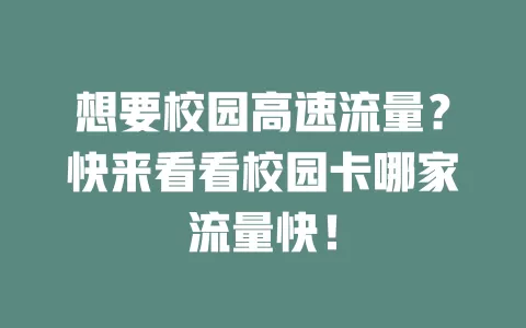 想要校园高速流量？快来看看校园卡哪家流量快！