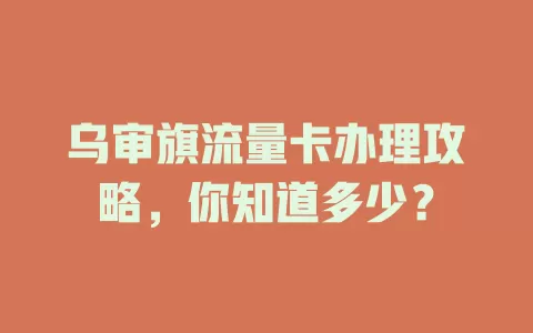 乌审旗流量卡办理攻略，你知道多少？