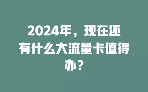 2024年，现在还有什么大流量卡值得办？