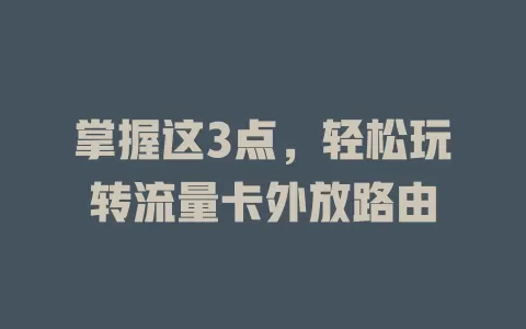 掌握这3点，轻松玩转流量卡外放路由