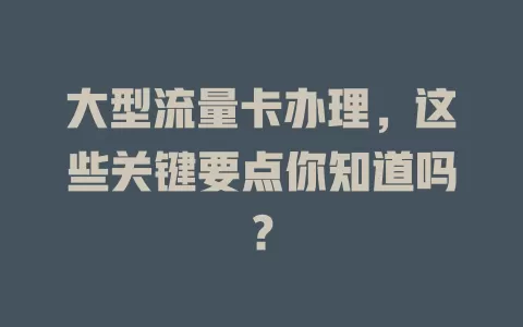 大型流量卡办理，这些关键要点你知道吗？