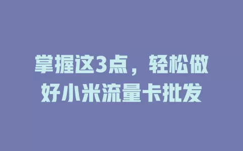 掌握这3点，轻松做好小米流量卡批发