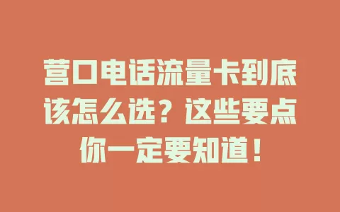 营口电话流量卡到底该怎么选？这些要点你一定要知道！