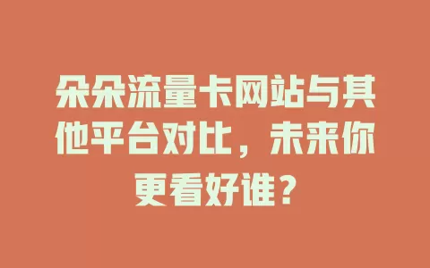 朵朵流量卡网站与其他平台对比，未来你更看好谁？