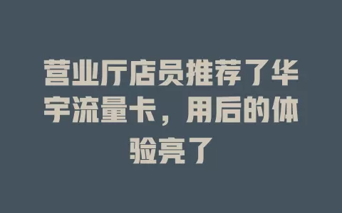 营业厅店员推荐了华宇流量卡，用后的体验亮了