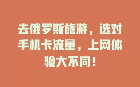 去俄罗斯旅游，选对手机卡流量，上网体验大不同！