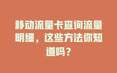 移动流量卡查询流量明细，这些方法你知道吗？