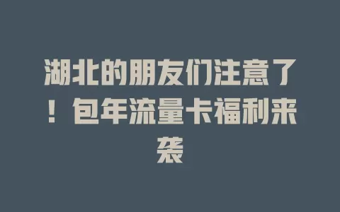 湖北的朋友们注意了！包年流量卡福利来袭